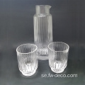 Ribbed Glass Cup Clear Ripple Glass Carafe Set